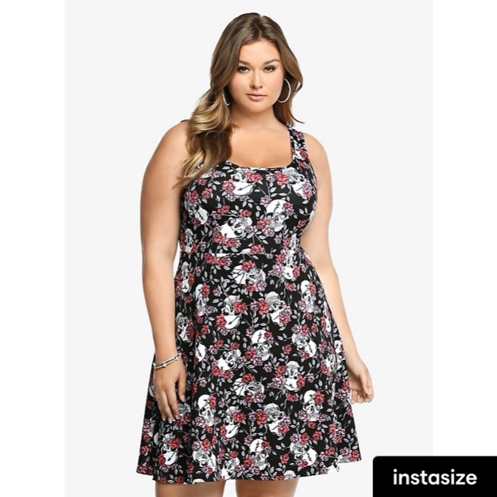 Torrid | Floral Skull Skater Dress Sz 1